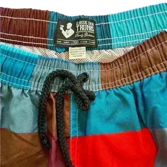 Rowdy Gentleman Block Parties Swim Trunks in Blue, NWT, Size Large - Picture 3 of 12